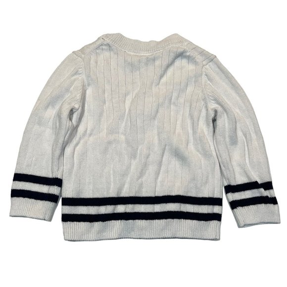 NWT JANIE AND JACK Baby Boy Cardigan Sweater 12-18M White Blue Stripe Button - Picture 2 of 4